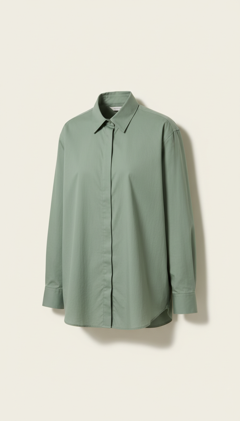 Cotton Oxford Shirt in Pale Sage