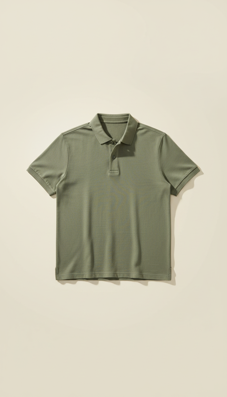 Cotton Polo Shirt in Mist Blue