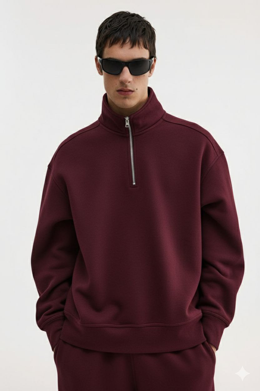 burgandy quarter zip