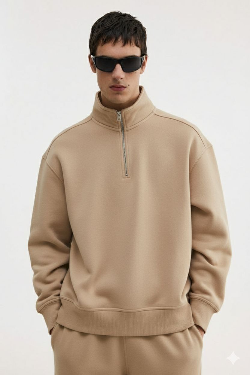 sand beige quarter zip