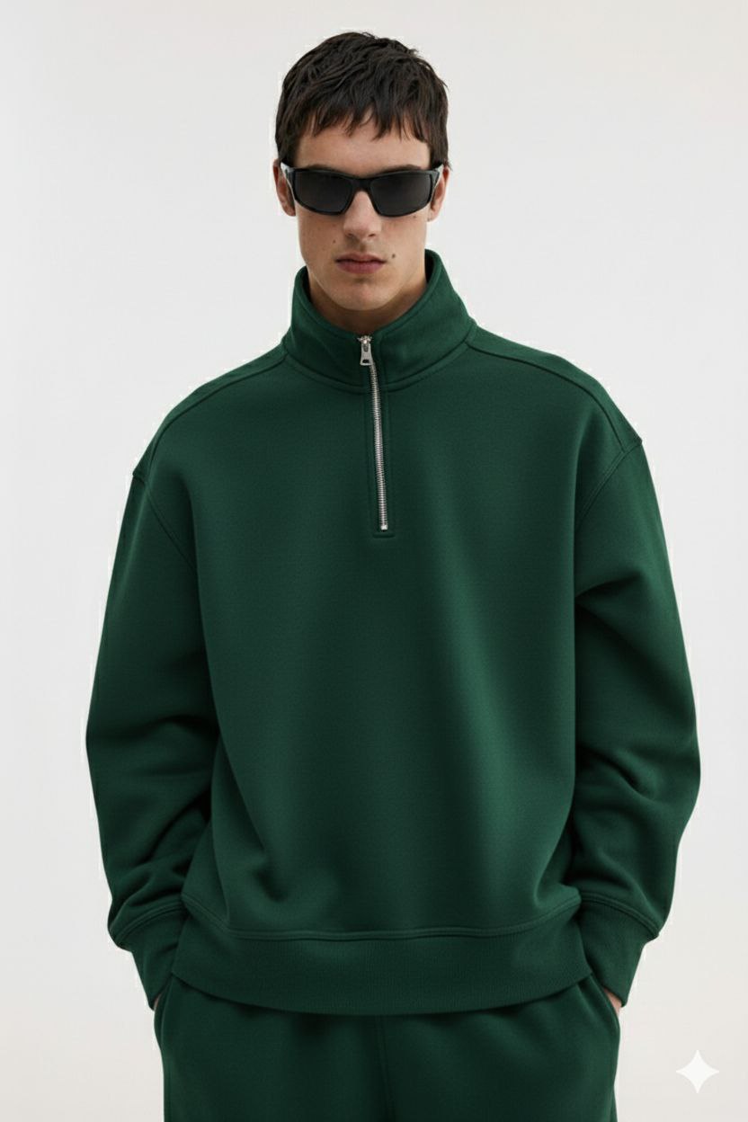deep olive quareter zip