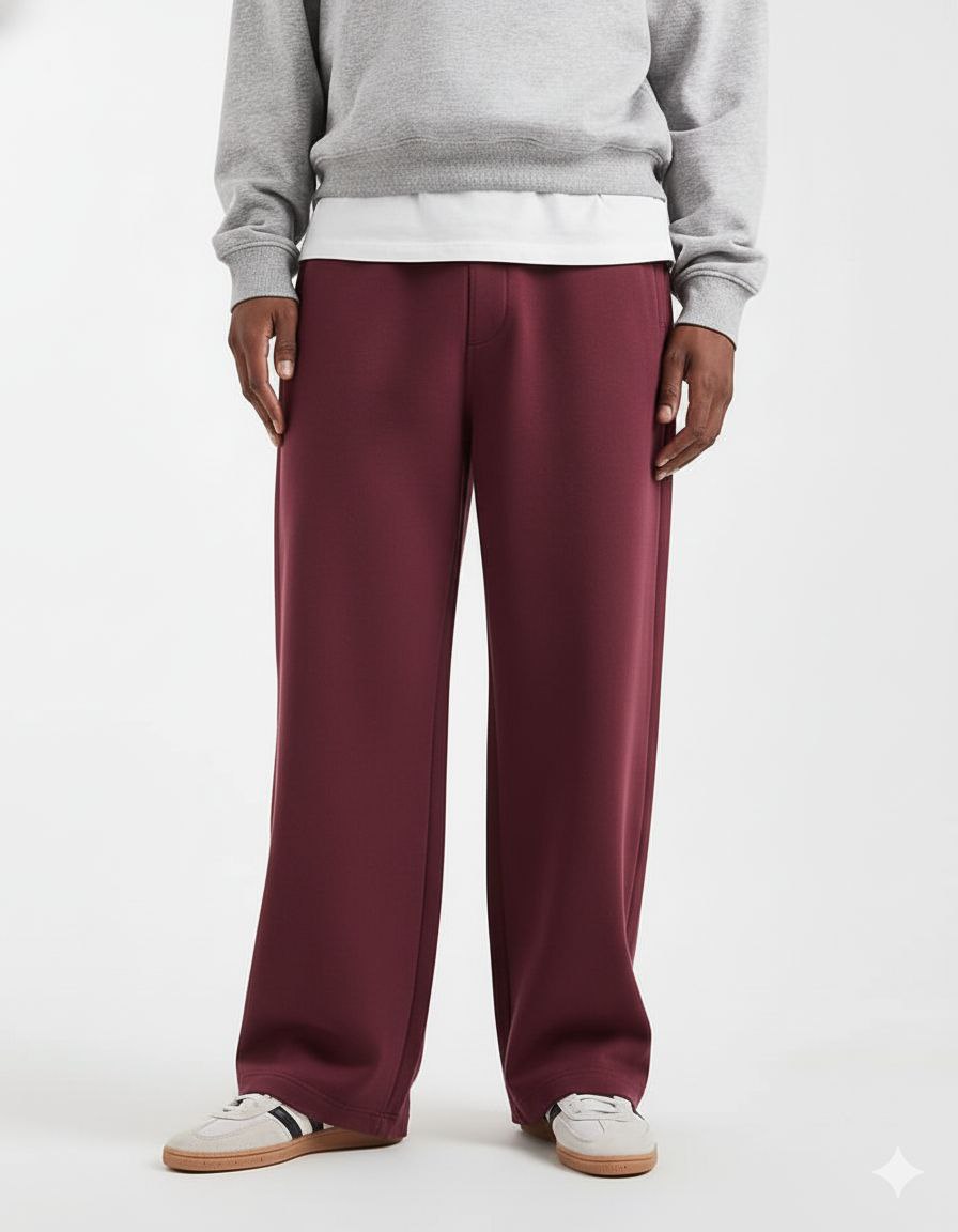 burgandy wide leg sweatpants