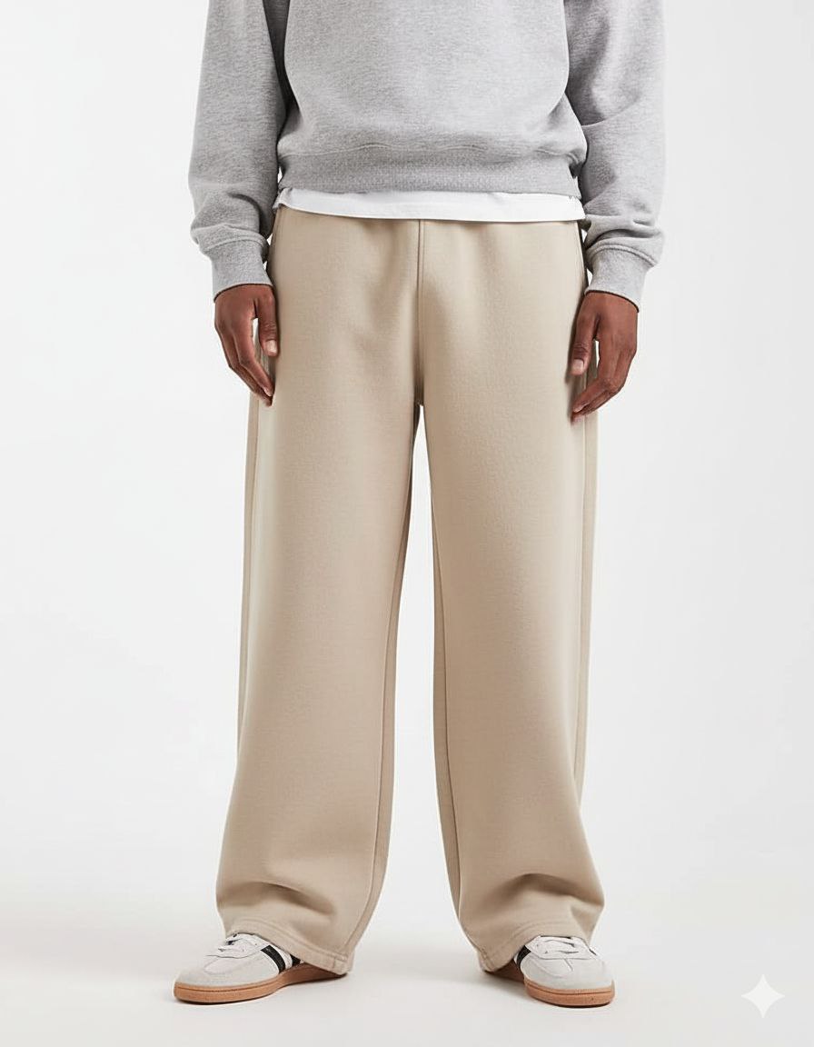 beige wide leg sweatpants