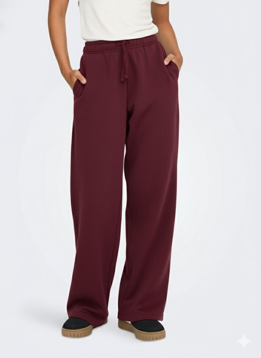 burgandy wide leg sweatpants