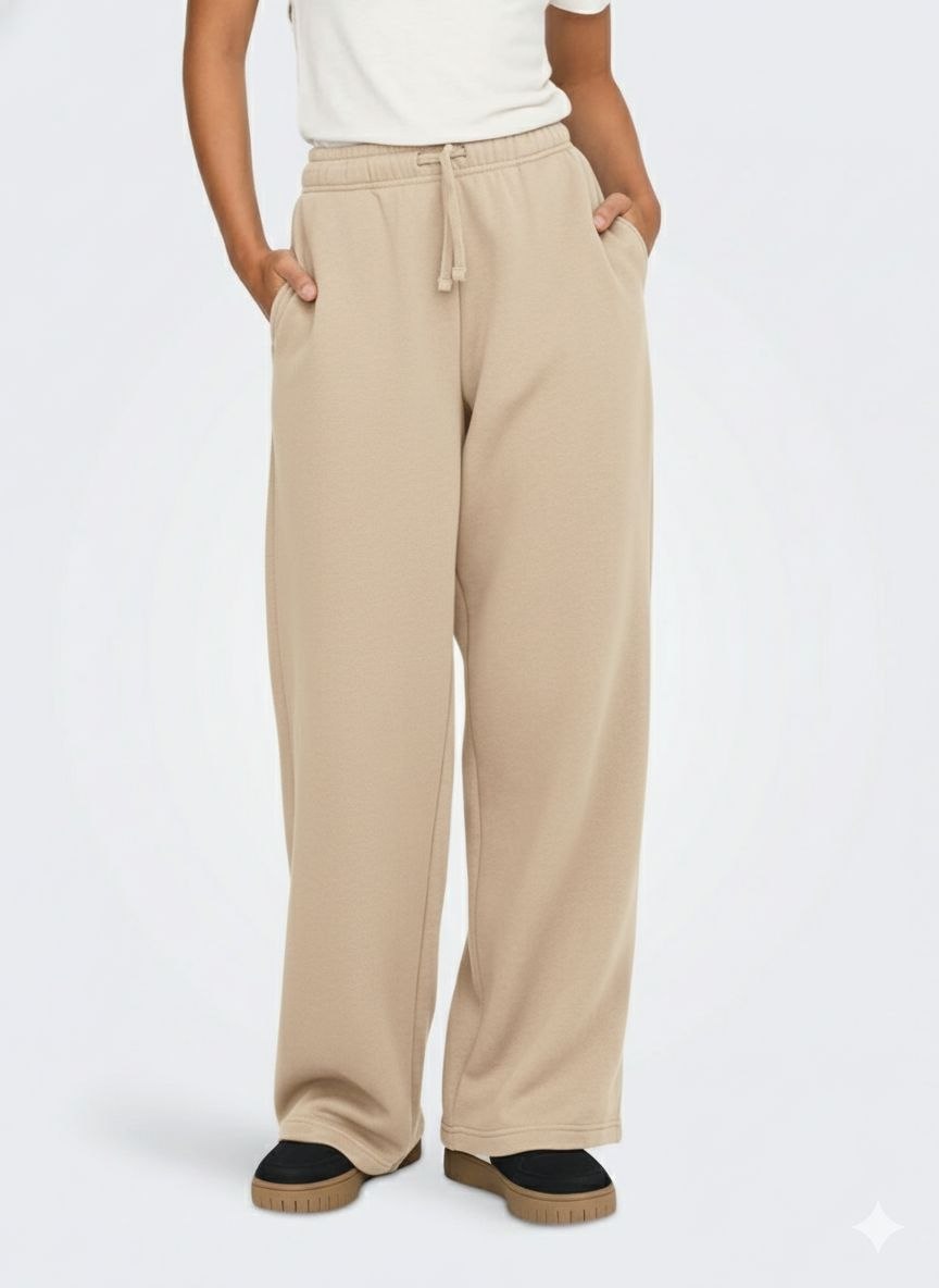 beige wide leg sweatpants