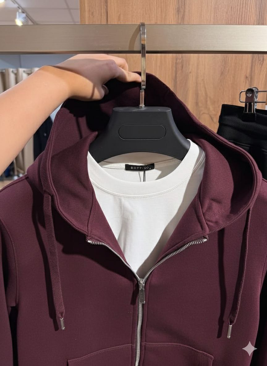 essential burgand zip hoodie