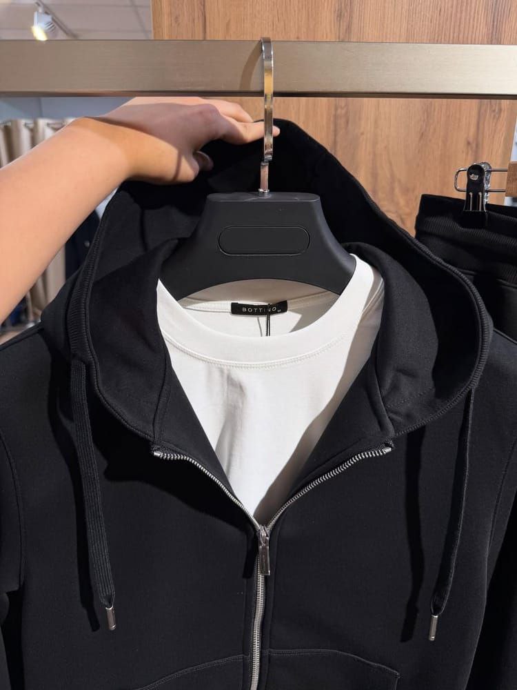 essential black zip hoodie