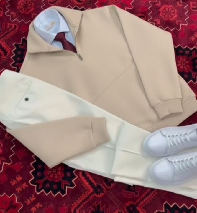 sand beige quarter zip