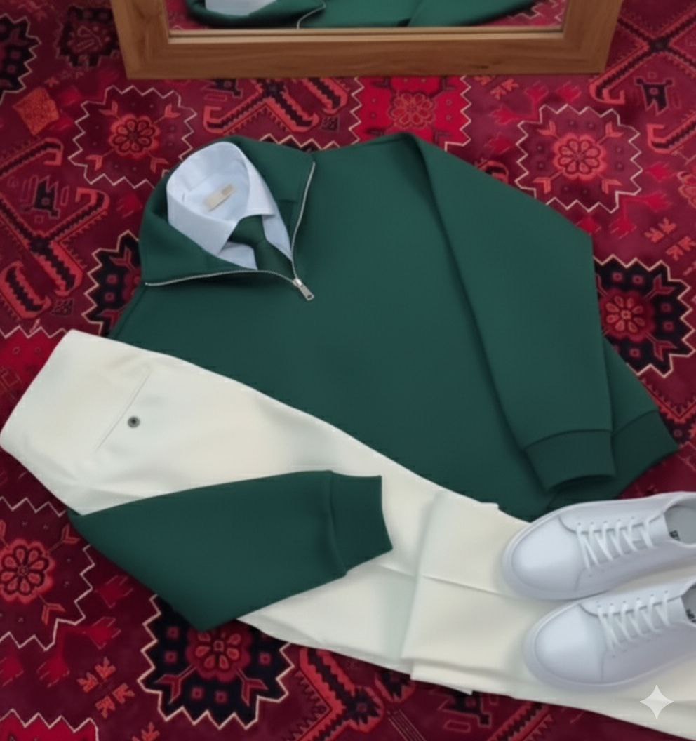 deep olive quareter zip